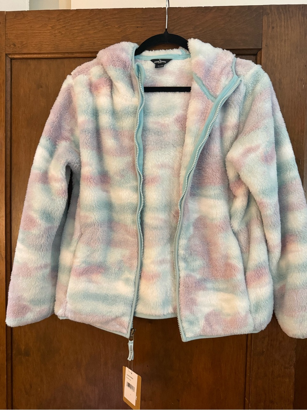 Kids Plush Zip-Front Jacket by Eddie Bauer Kids in Pastel Tie-Dye Size L/14 girl